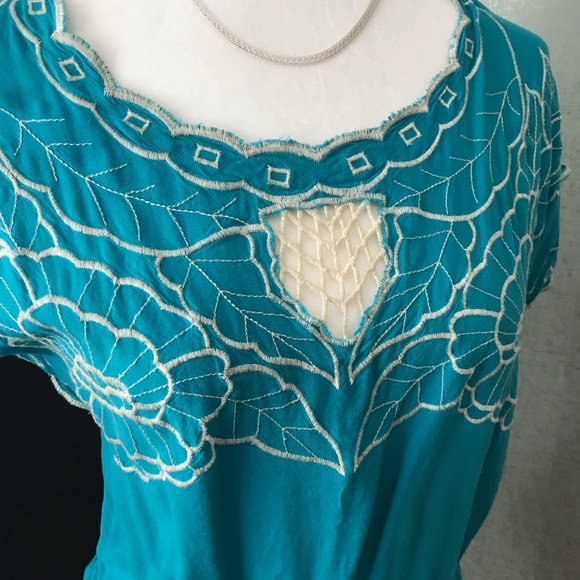 Rue 21 blouse with embroidery and waist cinch tie - Picture 3 of 5